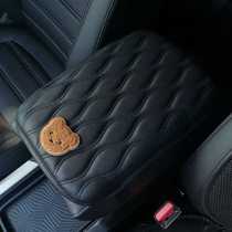 Car armrest box mat leather type thickened car center mat cute cartoon bear car interior decoration supplies
