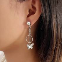 European and American new butterfly pendant earrings creative simple tassel earrings metal geometric circle pendant earrings