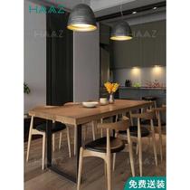 Nordic cafe Western dining table household solid wood large dining table log retro rectangular one table six eight chair combination