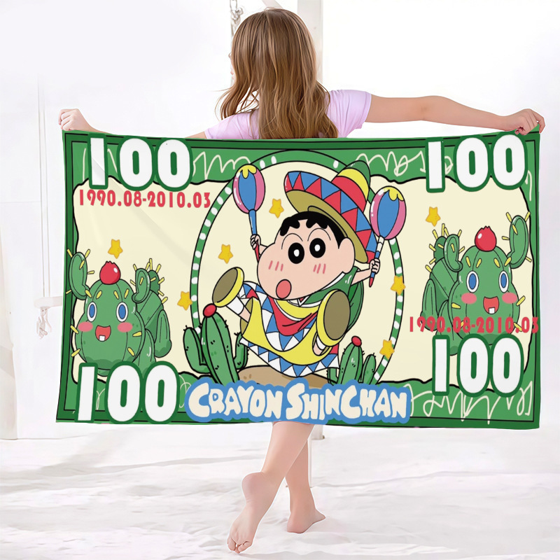 Crayon Shin-Chan Cartoon Bath Towel for Children and Adults, Fitness Running Quick-Drying Towel, Swimming Bath Towel, Seaside Beach Towel