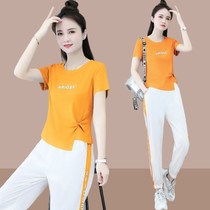 Li Ning Womens Sports Suit Summer Wear 2024 New This Years Fashionable Age Reduction Career and Casual Two-piece Trendy Suit