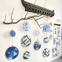 Kindergarten tie-dye environmental creation pendant tie-dye fabric finished product intangible cultural heritage crafts embroidery shed handmade work material package