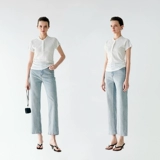 Синие штаны, осенние джинсы для отдыха, свободный прямой крой