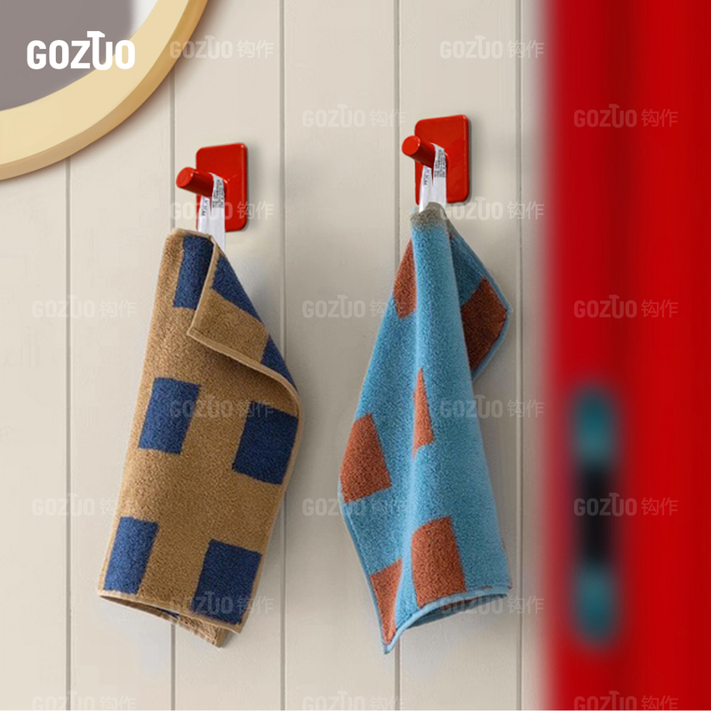 Gozuo 3m Traceless Red Adhesive Hook Bathroom Nail-Free Hook Towel Single Hook No-Drill Minimalist Decorative Adhesive Hook