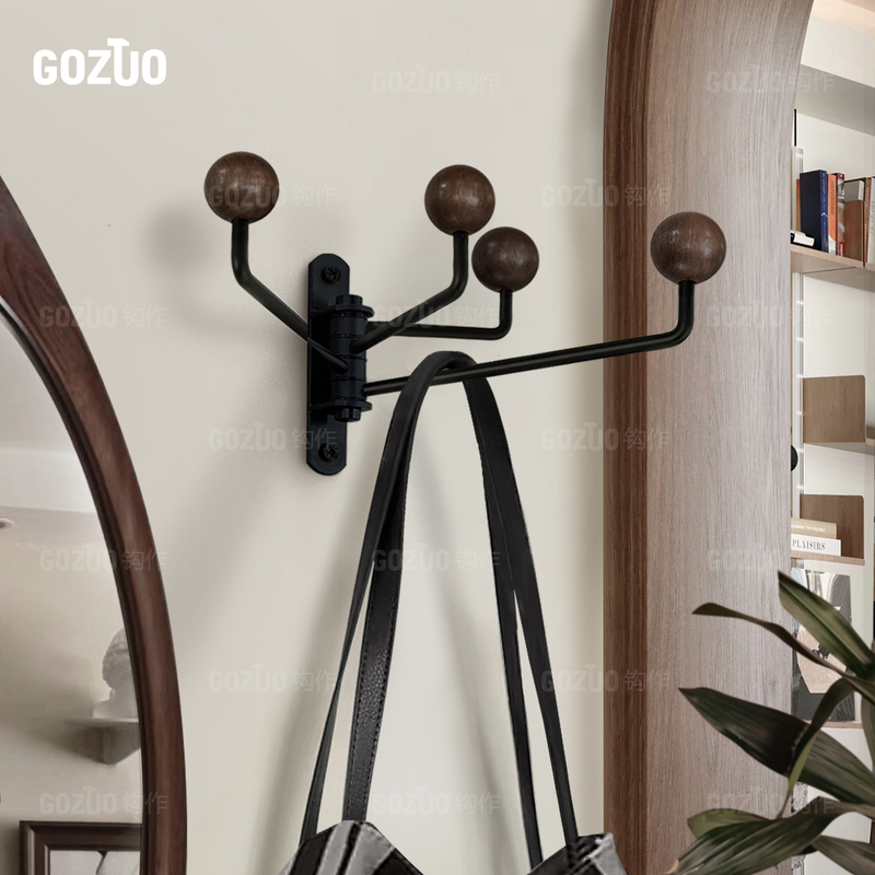Gozuo French-Style Coat Hook Bedroom Decoration Fitting Room Walnut Beads Wall-Mounted Rotating Clothes Hook