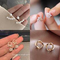 S925 Silver Needle Small Fragrance Style Pearl Earrings Womens Retro Temperament Internet Celebrity Style French Style Earrings Korean Dongdaemun Earrings