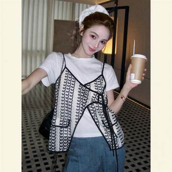 2025 Midsummer Unique, Super Beautiful Tops, High-Quality, Temperament, Light Luxurious, Small Fragrance Style Printed Suspender Vest for Women