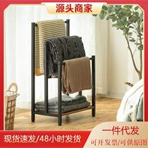 Multi-layer towel rack bathroom storage rack indoor simple floor-standing clothes hanger storage hanger household black manufacturer