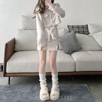 Vertical strips of cold-proof and warm socks sets jk Japanese girls calf versatile leg autumn and winter pile sets knitted hot girl ins socks