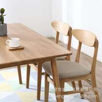 Nordic solid wood oak dining table and chair combination round leg table simple modern hotel furniture simple negotiation table furniture