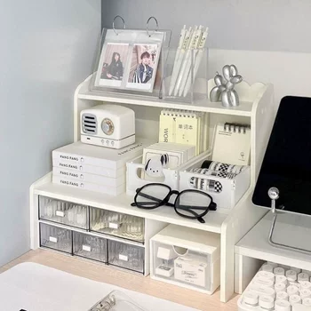 Ins wind desktop student storage rack multifunction desk cosmetics organization storage rack dormitory stationery storage box