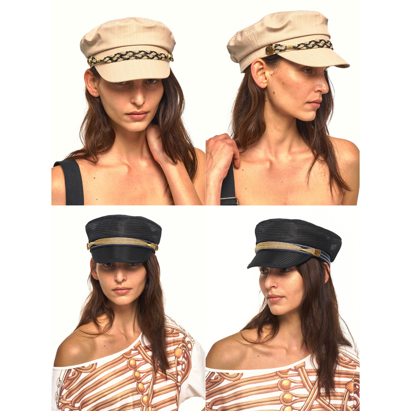 Nydkyel Gold Decorative Vintage British Style Adjustable Head Circumference Military Cap Striped/Hollow Black
