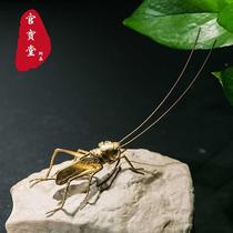 New creative pure copper tea pet simulated locust ornaments cover tea table ornaments study pen holder Kung Fu tea set