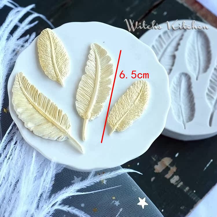 Platinum Silicone Fondant Bộ sưu tập lông vũ đa năng vào bếp phù thủy - Tự làm khuôn nướng khuôn kem silicon