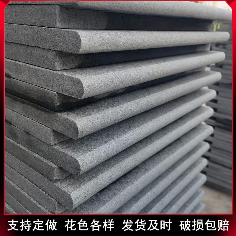 Marble Coping Stone, Granite Flower Bed, Fish Pond Edge Coping Stone, Edged Curved Sesame Gray Coping Stone