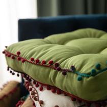 Autumn and winter Nordic ins solid color fur ball thickened cushion home sofa office waist pillow double layer fur ball butt cushion