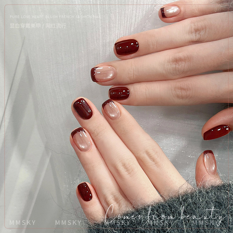 Burgundy Cat Eye Press-on Nails 2026 Lunar New Year - Detail image 1