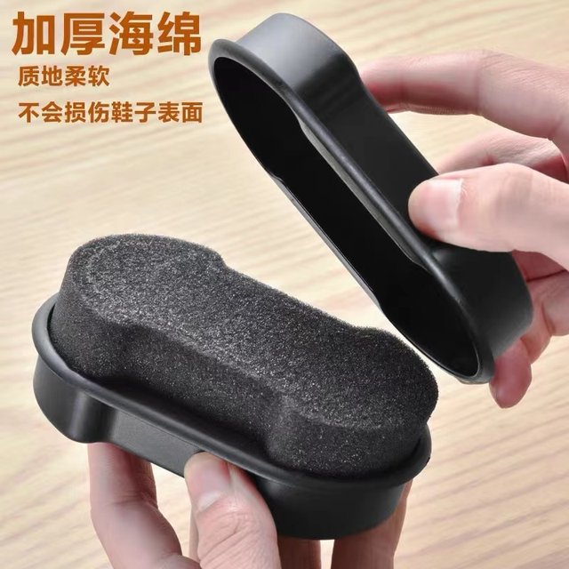 Shoe Polish and Brush Combo, Sponge Shoe Cleaner, Colorless Universal Leather Shoe Cleaner, Shoe Wax, Black Leather Care Oil
