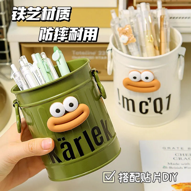 ins Large-Capacity Pen Holder with a Cute and Stylish Design for Students, Featuring a Simple American Retro Style and Suitable for Desktop Organization