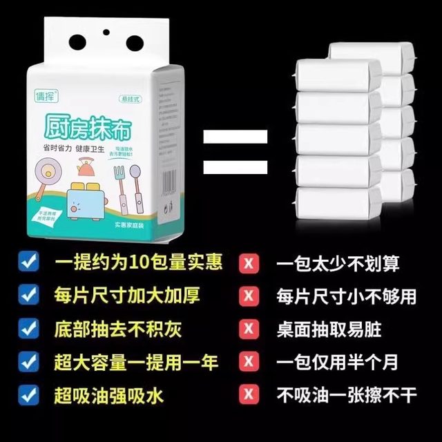 Lazy Rag Disposable Kitchen Dishwashing Towel, Dual-Use for Dry and Wet, Thickened Solid Cow Hanging Oil-Wiping Paper Towel