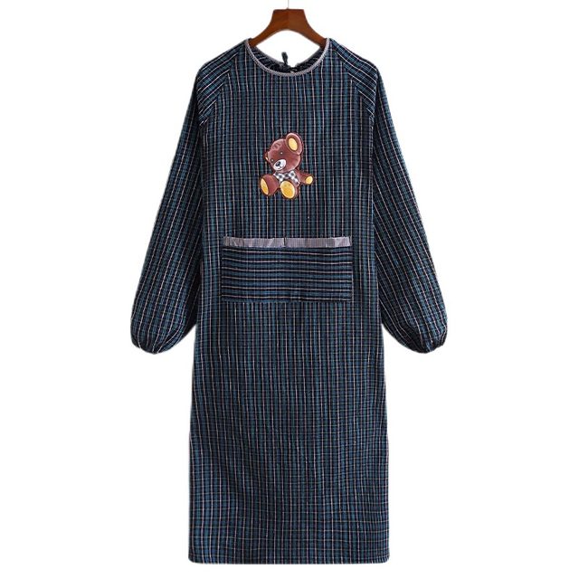 Long-Sleeved Apron for Kitchen Use, Made of Pure Cotton and Linen, with Sleeves, Stylish, Stain-Resistant, Suitable for Both Men and Women, Thickened for Outdoor Wear