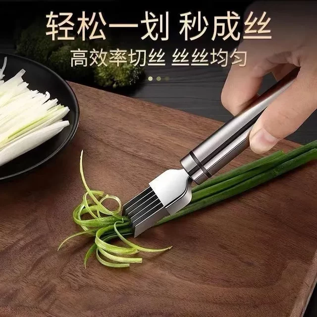 Onion Cutting Tool, Onion Slicer, Shredder, Scallion Slicer, Shredding Knife, Stainless Steel Grater, Kitchen Gadget