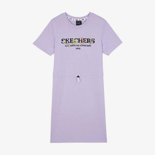 Skechers/斯凯奇正品缤纷休闲女子时尚短袖圆领舒适连衣裙