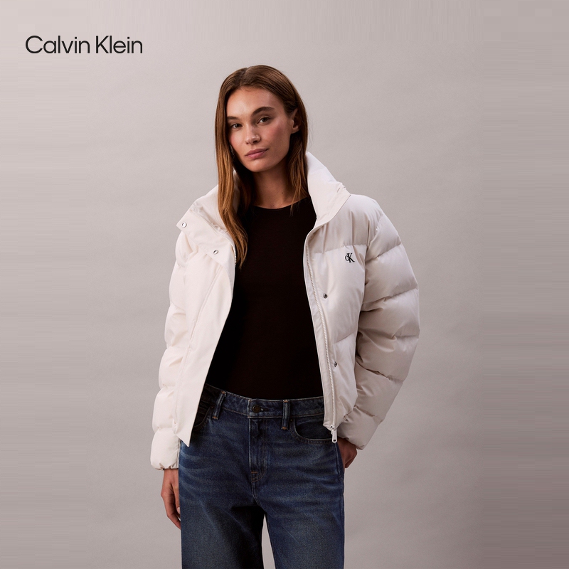 [U First Review] Ck Jeans Autumn and Winter Women's Windproof, Water-Repellent, Lightweight and Warm 90% down Short Stand Collar down Jacket