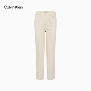 CK Jeans2021春夏新款女装米白色高腰直筒版牛仔裤CKJ030 J215805