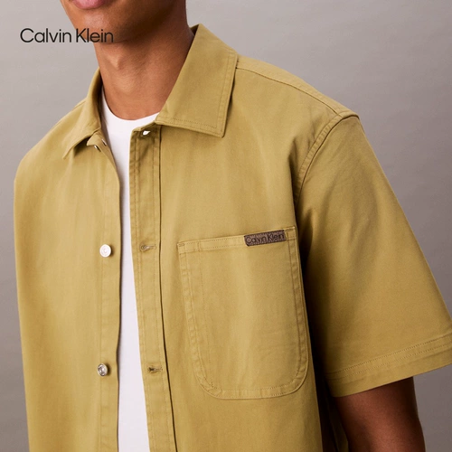 CK Jeans25 ранняя осень новая мужская классическая тканевая этикетка в стиле ретро, свободная рубашка с короткими рукавами 4RC114G