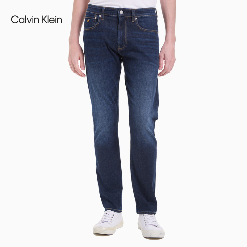 CK Jeans 2021 autumn/winter men waist tapered retro LOGO leather LOGO Jeans J317947