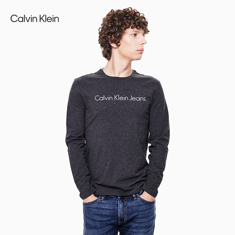 CK Jeans men's and women's crew neck long sleeve LOGO fashion trend couple t-shirt 4AOKTA6