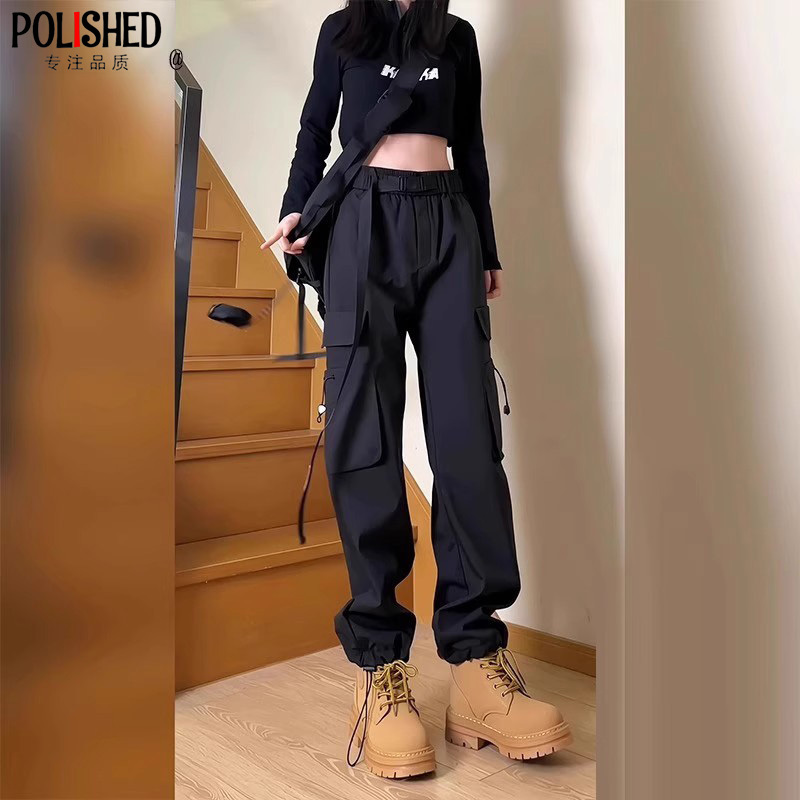 German Straight-Leg Hiking Cargo Pants for Women, Loose Fit, Petite Size, Thin Style, Suitable for Pairing with Martin Boots, Waterproof and Windproof Pants