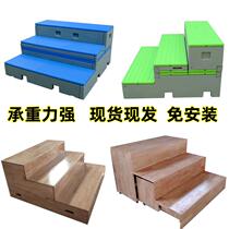 The schools new mobile folding PE plastic flip choir platform solid wood chorus stage three-story four-story step chorus