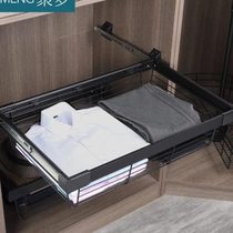 Wardrobe pull basket drawer type telescopic trouser rack wardrobe home cloakroom storage pull basket sliding wardrobe hardware accessories