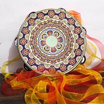 Ughur dance tambourine dance Dunhuang drum tambourine dimension 7 inches national style flat collar tambourine 17 hands 5CM Tang drum