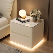 2024 Internet celebrity all-in-one simple solid wood home master bedroom light luxury saddle leather small bedroom bedside table