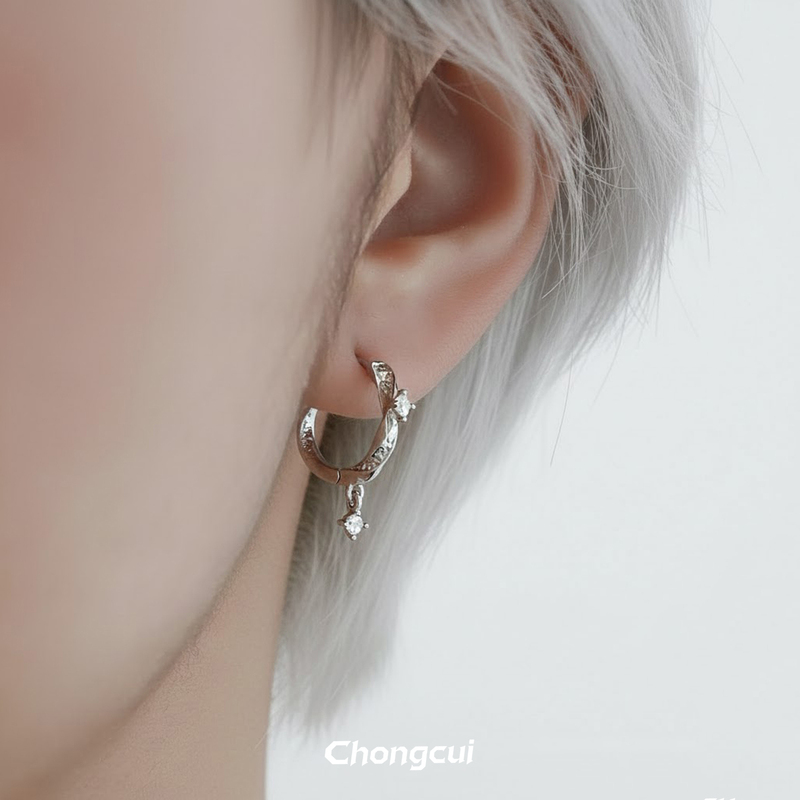 Mobius Strip Zircon S925 Sterling Silver Earrings Niche Original Design High-End Unique Sweet and Cool Earrings