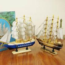 24CM solid wood sailboat European style home decoration ornaments Mediterranean style wood craftsmanship smooth sailing