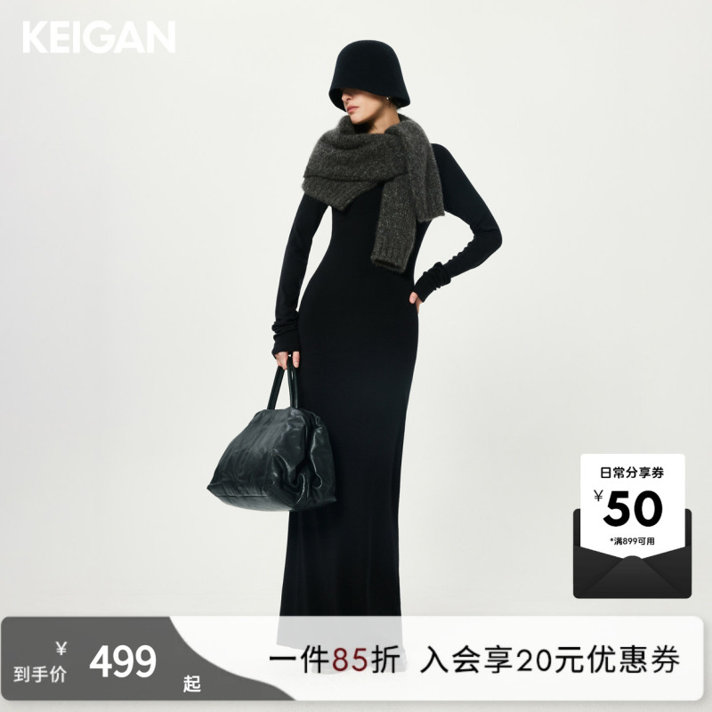 Keigan/Highly Recommended by the Owner: Soft and Beautiful Merino Wool Minimalist Back-Slit Chao Long T-Shirt Dress Keigan/Highly Recommended by the Owner: Soft and Beautiful Merino Wool Minimalist Back-Slit Chao Long T-Shirt Dress