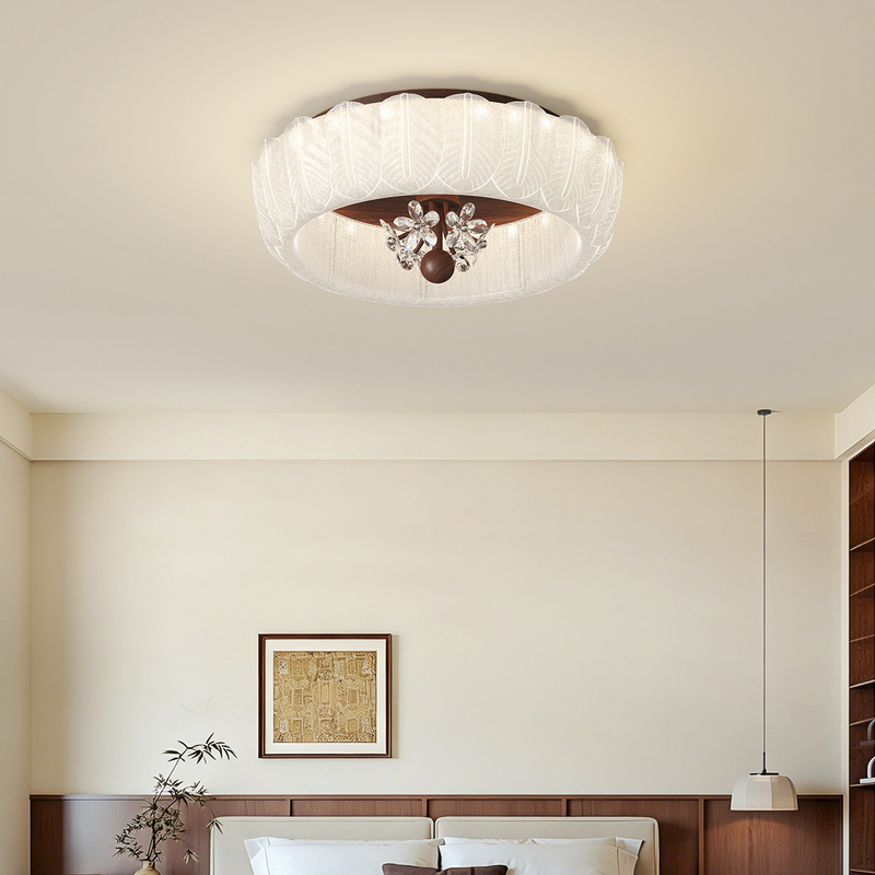Mzil Mid-Century Style Light Luxury Crystal Sand Ceiling Lamp Full Spectrum Led Lighting for Master Bedroom, Dining Room, Study Room