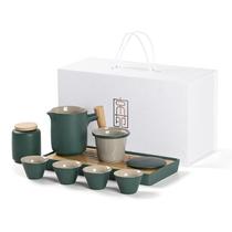 Complete set of Kung Fu tea set home ceramic reception car travel tea tray teapot tea cup high-end gift box