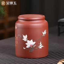Tea canister Yixing purple sand fine ceramic storage sober tea canister full hand stacked flower jumping tea canister