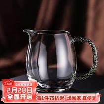 He ware glass fair cup thickened transparent tea divider single kung fu tea set heat-resistant handmade large tea sea he ware glass