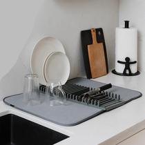 Mo Shang Home removable tableware drying and draining rack kitchen multi-functional dish storage absorbent pad pot lid rack