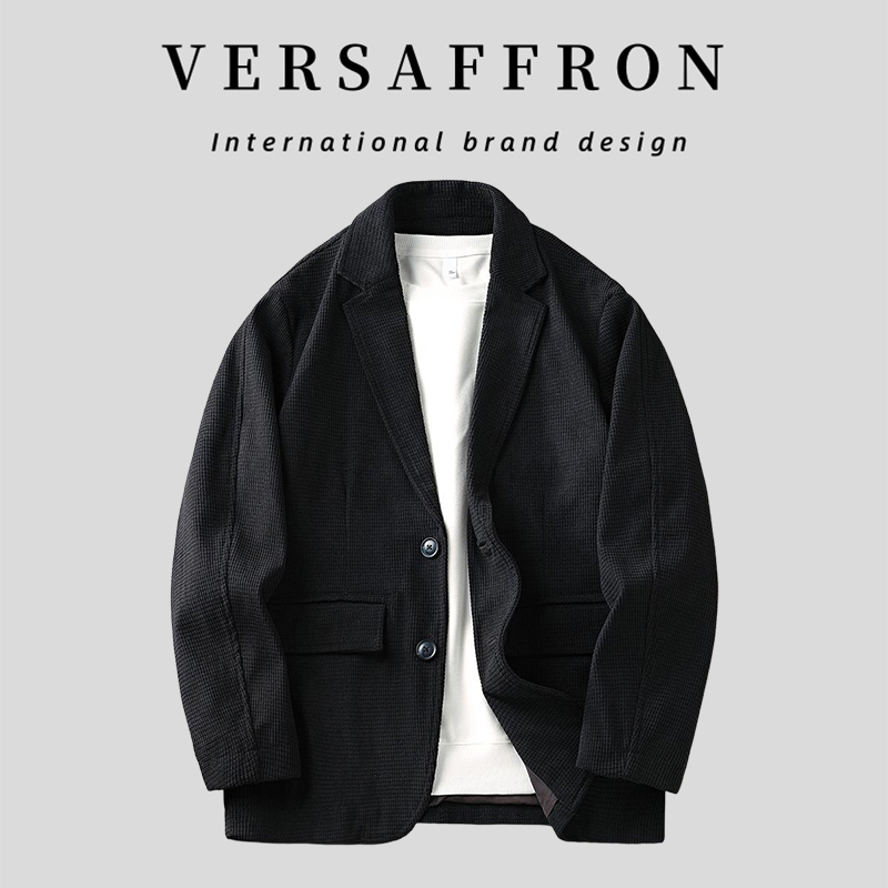 Versaffron丨American Designer Brand丨Men's Waffle-Patterned Suit with Peaked Lapels, Stylish Blazer for Spring and Autumn Versaffron丨American Designer Brand丨Men's Waffle-Patterned Suit with Peaked Lapels, Stylish Blazer for Spring and Autumn
