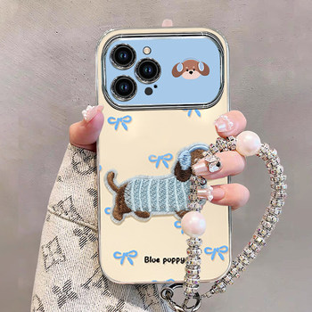 Sausage Dog Phone Case for iPhone 16 Pro Max, 17 Pro, Women's Model, 15 Plus, Fresh Style, 14, High-End Feel, 13, Bracelet Doll, 12, Full Coverage, 11, Anti-Drop, 8/7, Electroplated, X, Internet Celebrity Hot Item, XS