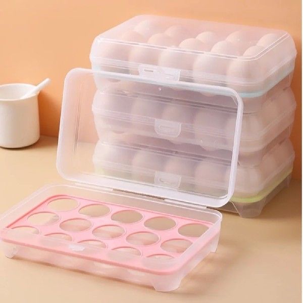 egg まとめ売り New 15 Grid Egg Storage Box with Lid Large Capacity Egg