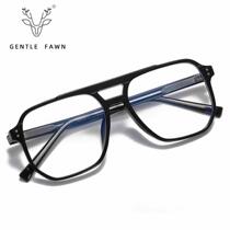 K9024 new square frame double beam large frame anti-blue light flat glasses frame for men fashionable and versatile can be matched with myopia frames for women
