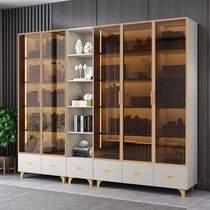 Glass door cabinet wardrobe door with frame aluminum alloy handle additional display cabinet luxury narrow minimalist light custom cabinet door